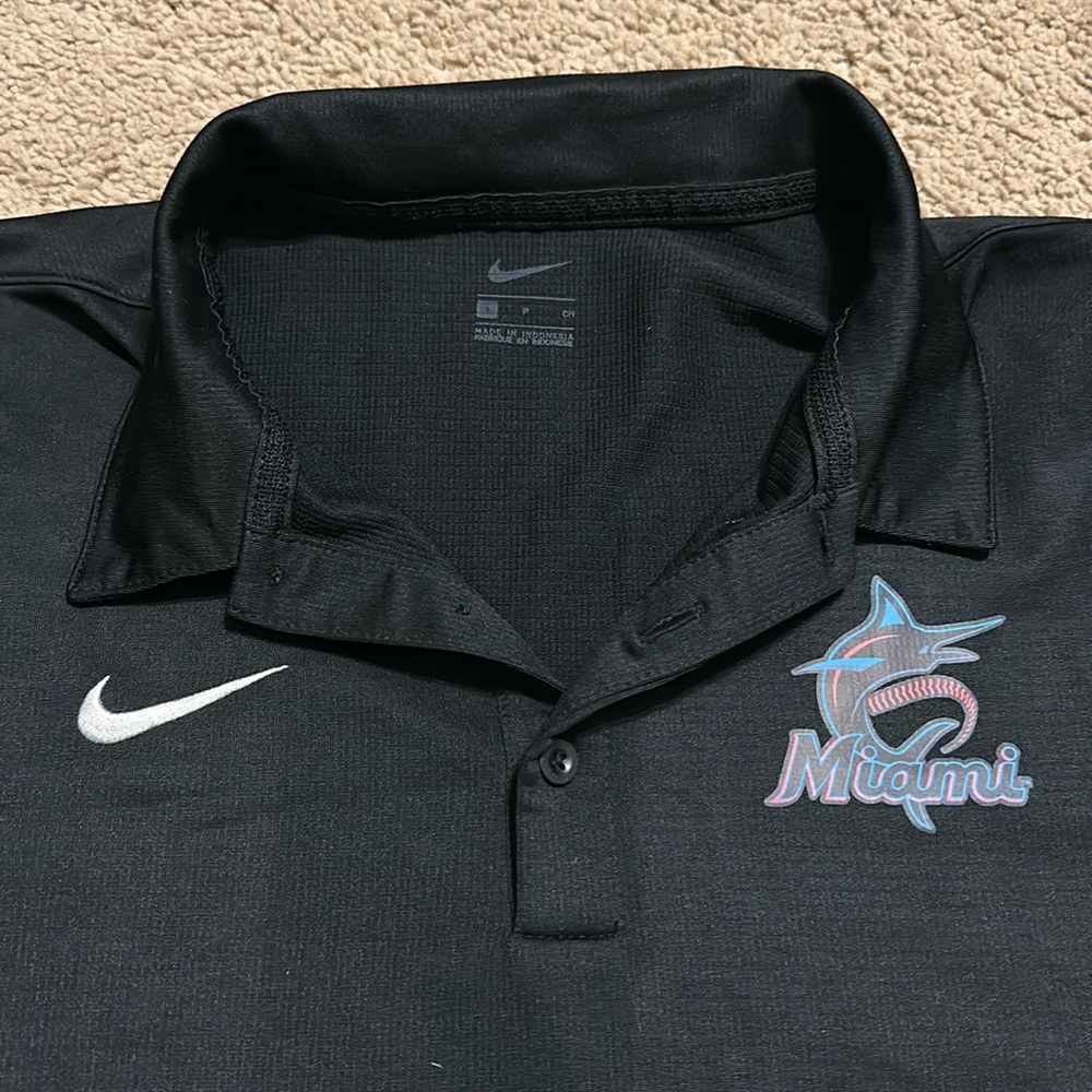 Black Nike Miami Marlins Polo